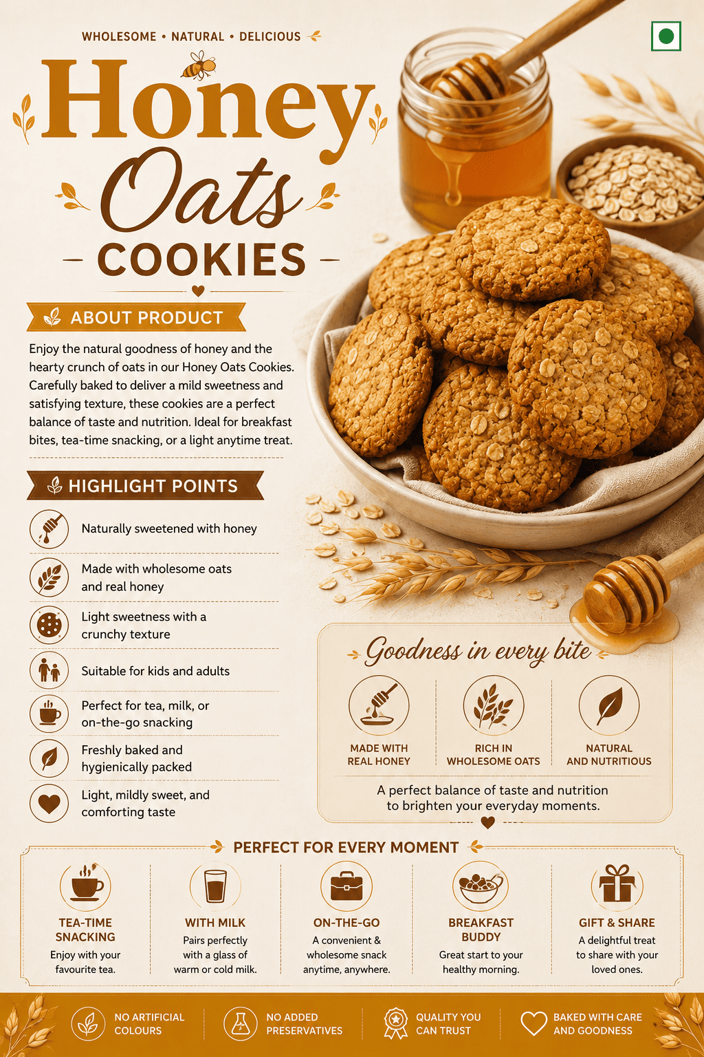 Veda Munch Honey Oats Cookies